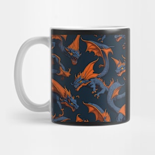 Orange And Blue Flying Dragons Tileable Seamless Pattern Design Mug